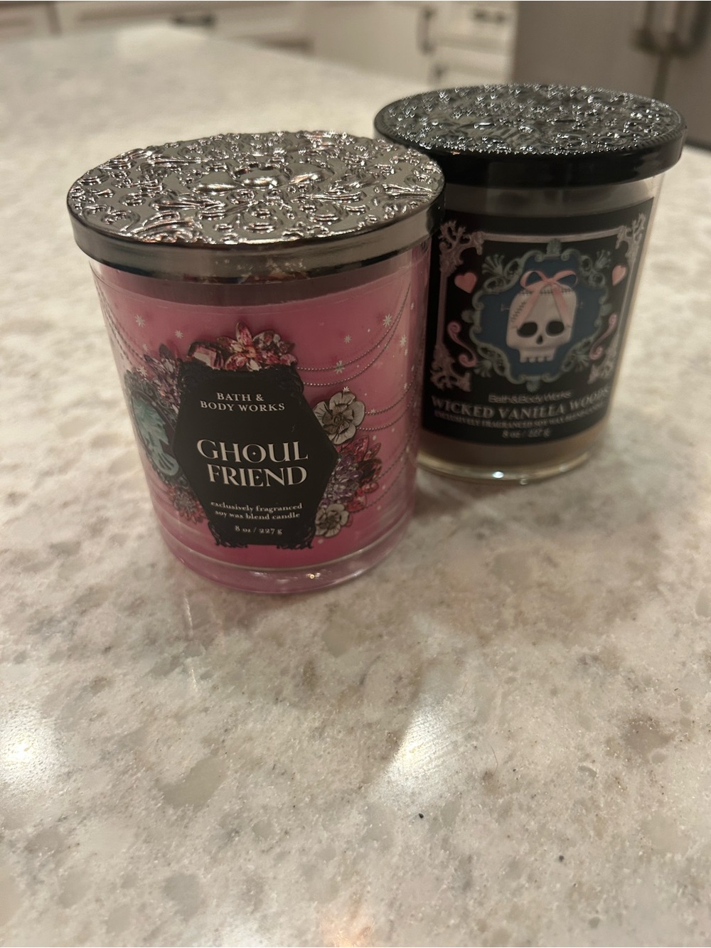“New” Bath & Body Works Ghoul Friend & Wicked Vanilla Single Wick Candles 8 oz